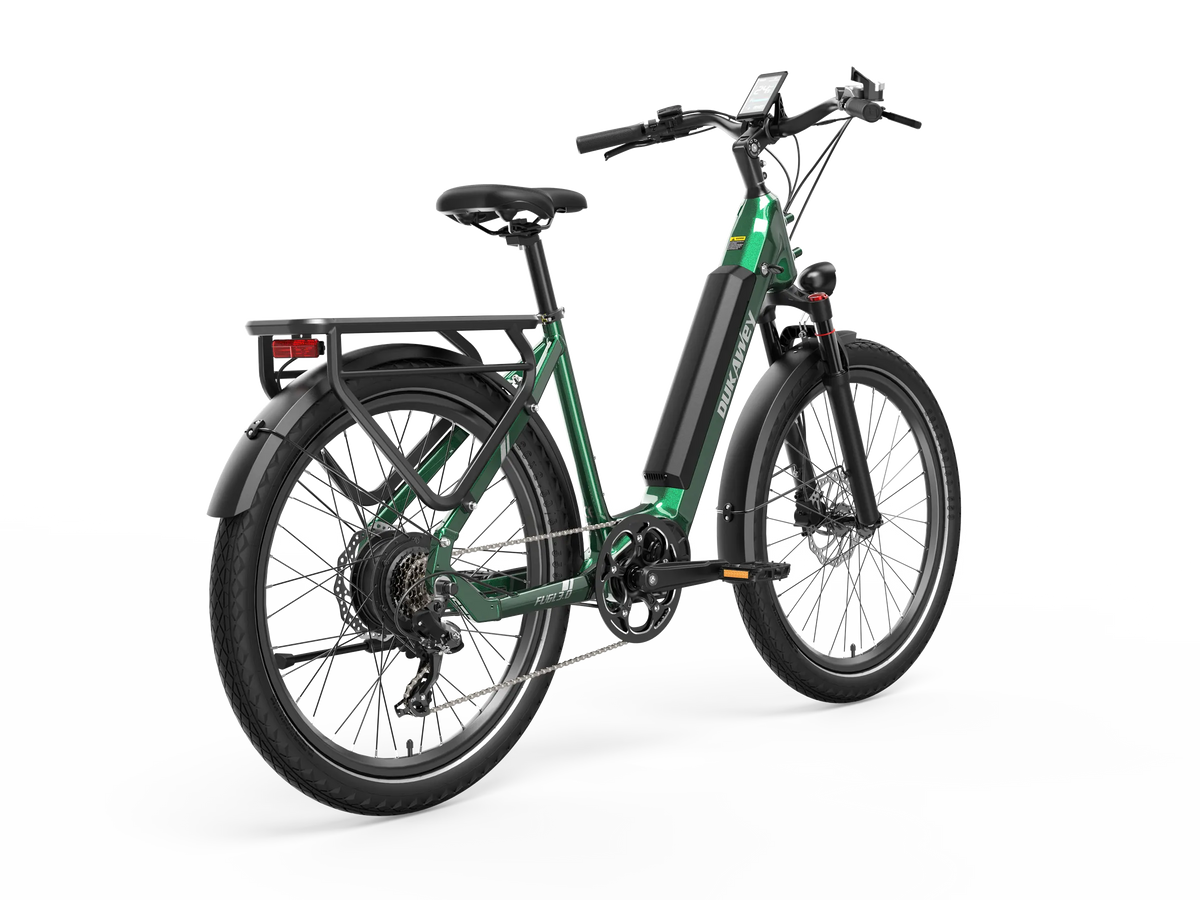 Dukawey FUGL3.0 green city e-bike side rear view