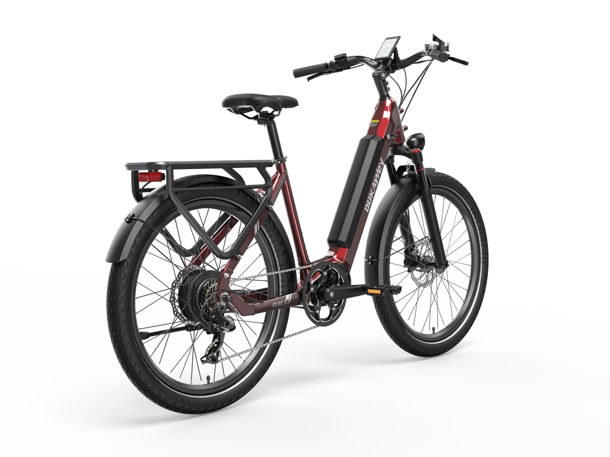 Dukawey FUGL3.0 red commuter electric bike side rear view