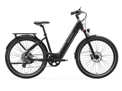Black Dukawey FUGL Pro step-through electric bike, side view